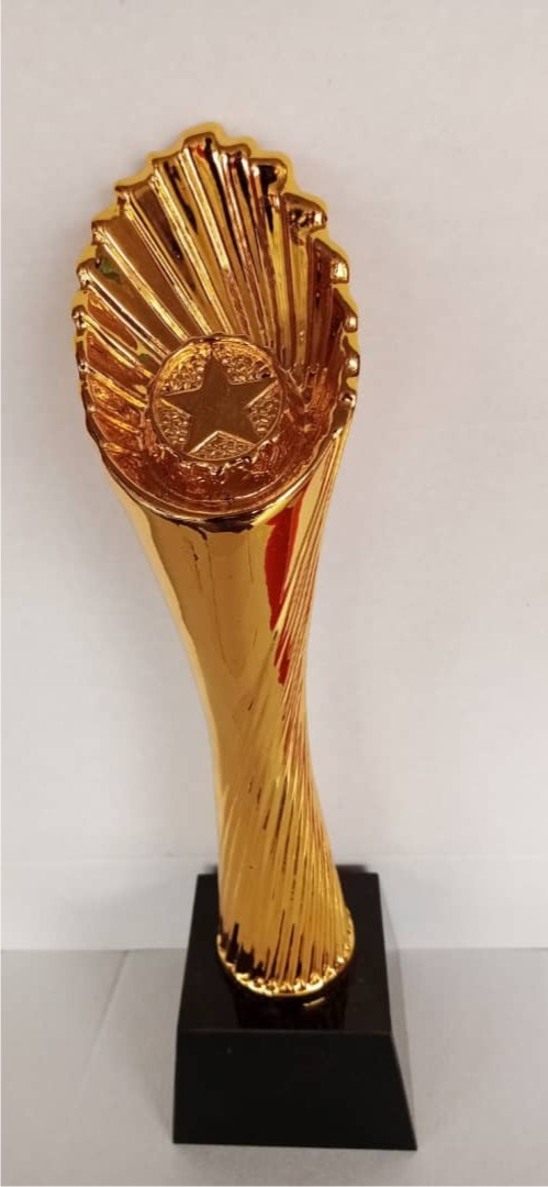 Elegant gold award plaque with black base and engraved text